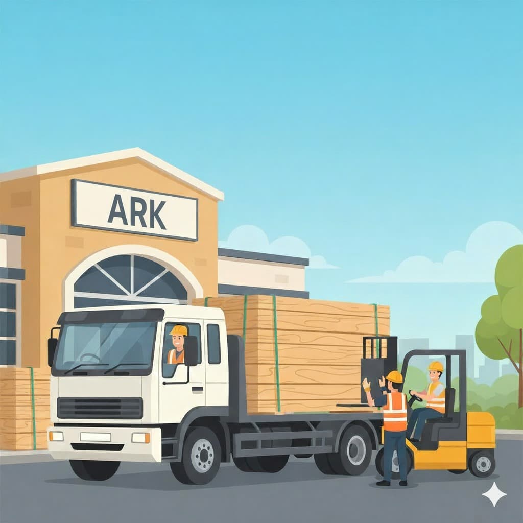 Construction materials and hardware delivery truck