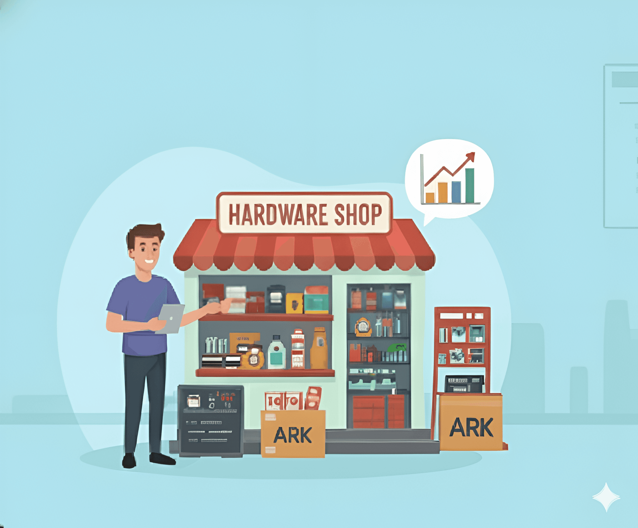 Modern hardware store with digital inventory management